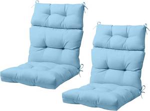 lot 251511 image: COOS BAY Outdoor Chair Cushions High Back 46x22 Inch, Tufted Patio Seat Cushions with Ties, Water-Resistant Replacement Pads, 2 Pack, Aqua Blue
