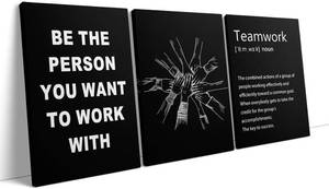 lot 251516 image: Retails for $121 Jumong Motivational Wall Decor, Motivational Teamwork Posters, BE THE PERSON YOU WANT TO WORK WITH Wall Art, Inspirational Workout Wall Art for Livingroom Office