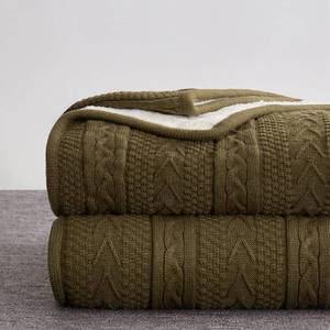 lot 251521 image: Longhui bedding Dark Brown Acrylic Cable Knit Sherpa Throw Blanket - Thick, Soft, Big, Cozy Knitted Fleece Blankets for Couch, Sofa, Bed - Large 60 x 80 Inches Coverlet All Season