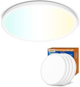 lot 251525 image: Allsmartlife LED Flush Mount Ceiling Light 4-Pack, 18 inch Thin Round Flat Panel Light 36W 4650lm, 3000K4000K6500K Dimmable, White Light Fixtures Ceiling Mount for Kitchen, Bedroom