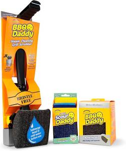 lot 251527 image: Scrub Daddy BBQ Daddy Grill Cleaner Kit - Bristle Free Grill Brush with Refill  2 Steel Scour Daddy Grill Sponges - Built-in Grill Scraper - Temperature Controlled Grill Cleaning Tools (4 Count)