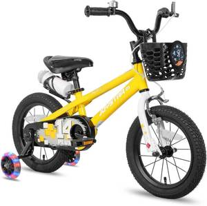 lot 351624 image: Retails for $120 JOYSTAR Pluto 12 14 16 18 20 Inch Kids Bike with Light Up Training Wheels, Kids Bicycle for Boys Girls Age 3-12 Years, Children Bikes, Multiple Colors