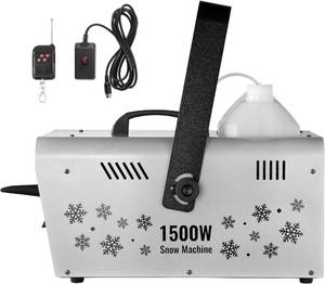 lot 351632 image: Retails for $132 Happybuy Snow Machine, 1500W Snow Maker Machine with 2 Remotes Control and 5L Large Capacity Water Tank, High Output Snowflake Maker Stage Snow Effect for Christmas, Halloween, Wedding, DJ Parties