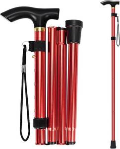 lot 351639 image: Walking Cane, Folding Cane for Man & Women, Portable Lightweight  5-Level Adjustable Height, Collapsible Cane for Seniors Balancing Mobility Aid