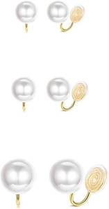 lot 351642 image: FUTIMELY Pearl Clip on Earrings Women,Non Pierced Freshwater Pearl Earrings White Imitation Pearl Earrings Not Pierced Stud Jewelry