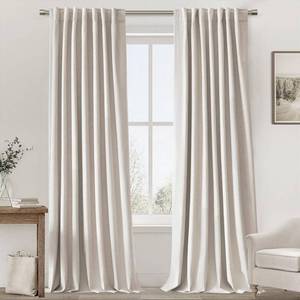 lot 351647 image: UHITECH Linen Blackout Curtains for Living Room and Bedroom Thermal Black Out Curtain 90 Inch Length 2 Panels Set Window Drapes Back TabRod Pocket Room Darkening