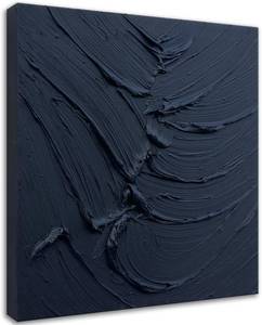 lot 351653 image: zoinart Black Textured Wall Art, 20x20 Hand Painted Abstract Oil Paintings on Canvas, Thick Texture Black Minimalist Contemporary Art