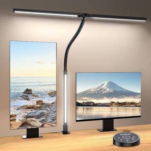 lot 351664 image: LED Desk Lamp with Clamp,Architect Desk Lamp for Home Office,24W Ultra Bright with RGB Atmosphere Lighting,Remote Control,5 Color Modes & 5 Dimmable Eye Protection for Monitor Studio Reading