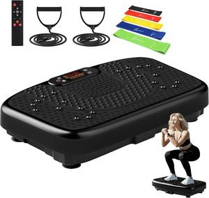 lot 351668 image: SoftGym Vibration Plate Exercise Machine for Lymphatic Drainage,Power Vibrate Stand Shake Board 450 Lbs Capacity Whole Body Workout Waver with Fitness Resistance Bands Weight Loss Gifts for Women Men