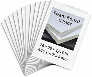 lot 351670 image: Foam Board 16 x 20 in, ZXUNLIEH 12 Pack White Poster Board, 316 in Thick Craft Foam Core Board, Puzzle Board, Double Sided, Foam Sheets for Picture, Project, Presentation, Artwork, Signage and Crafts