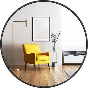 lot 351672 image: Oruii Round Mirror, Black Round Mirror 24 inch, Circle Wall Mirrors Metal Frame, Circular Mirrors for Wall, Living Room, Bathroom, Vanity, Entryway, Hallway