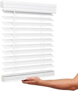 lot 351675 image: Lotus & Windoware Cordless, 2 Inch Faux Wood Blind, 29.5 Wide x 72 Long, Window Blinds, Blinds & Shades, Blinds for Indoor Windows, Smooth, Bright White - 29.5 x 72,Bright White