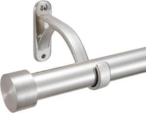 lot 452020 image: 1-Inch Diameter Curtain Rod, Adjustable Rod Set with Premium Aluminum Brackets and Finials, Single Heavy-Duty Curtain Rods for Windows (Satin Nickel, 72-144)