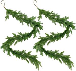 lot 452027 image: Norfolk Pine Garland, Artificial Real Touch Winter Pine Garland Decoration, Suitable for Fireplaces, Stairs, Windows, Tables, Indoor and Outdoor Walls Home Xmas Holiday Decor (2PCS, 6FT)