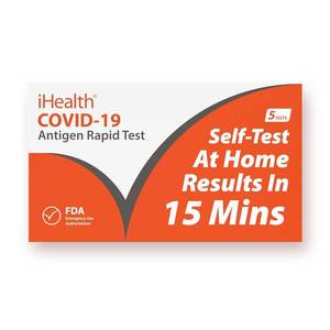 lot 452036 image: iHealth COVID-19 Antigen Rapid Test, 1 Pack, 5 Tests Total, FDA EUA Authorized OTC at-Home Self Test, Results in 15 Minutes with Non-invasive Nasal Swab, Easy to Use & No Discomfort