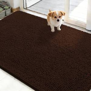 lot 452046 image: OLANLY Dog Door Mat for Muddy Paws 48x30, Absorbs Moisture and Dirt, Absorbent Non-Slip Washable Doormat, Quick Dry Chenille Mud Mat for Dogs, Entry Indoor Entryway Carpet for Inside Floor, Brown