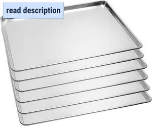 lot 251515 image: 6 Pack Full Size Baking Sheet Pans, Aluminum Commercial Cookie Sheets Non-Stick, 26x18