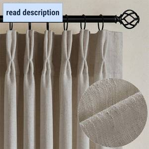 lot 351629 image: Flax Linen Curtains Pinch Pleated 84 Inch Length 2 Panels for Living Room Bedroom Burlywood Birch Semi Sheer Rustic Farmhouse Back Tab Pinch Pleat Hooks Rings Window Curtain 84 Inches Long Taupe