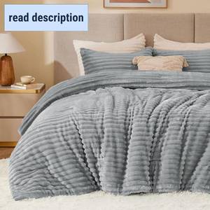 lot 452045 image: BEDELITE Fleece Cal King Comforter Set -Super Soft & Warm Fluffy Light Grey Bedding, Luxury Fuzzy Heavy Bed Set for Winter with 1 Pillow Cases