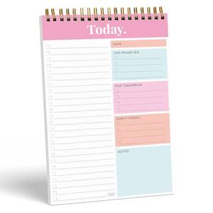 lot 7817 image: Sweetzer &amp Orange Daily &amp Weekly To Do List Notepad Undated Work Planner &amp Organizer with Wish List Section, 52-Sheet Coiled Task Pad for Productivity PINK To Do List Notebook for Work - Retail $7