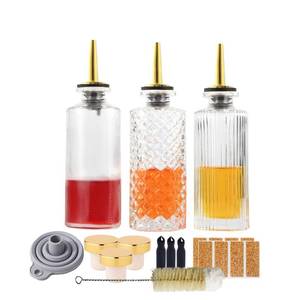 lot 7825 image: Shining Craft Syrup Dispenser Bottles Set 3 Packs 5 OZ Simple Small Syrup Bottles Set with Upgrade Metal Pour Spout SC057 (3 Pack) - Retail $14