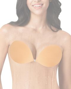 lot 7831 image: Adhesive Silicone Bra - Invisible Backless Stick on Bra for Women, Push Up, Strapless, Reusable Light Nude