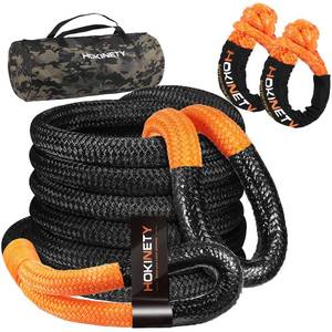 HOKINETY Kinetic Recovery Tow Rope: 1.26 x 30ft Snatch Strap with Soft Shackles Heavy Duty Offroad Towing Straps Kit for Trucks SUV UTV ATV Tractor Car Jeep - Black BAG RIPPED - Retail: $120