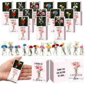 lot 7849 image: 36 Sets Thank You Bulk Gifts for Women Mothers Day Teacher Appreciation Positive Mini Bud Vases with Flowers Office Desk Decor Mini Box Breathing Gifts for Nurse Graduation Office Coworker (Clear) - Retail $23