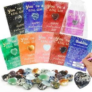 lot 7852 image: TORONTOKYO Valentines Day Gifts for Kids, 28 Pack Valentines Cards with Heart-Shape Gems, Valentine School Classroom Gift Exchange Party Favor Heart Crystals Rock Goodie Bags Bulk for Boys Girls - Retail $16