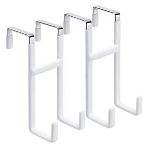lot 7854 image: Dntorx Over Door Hook, 2 Pack Over Door Hanger with Dual Hook Heavy Duty Metal Hanger with Non Slip Rubber Over The Door Organizer Hanger for Hanging Clothes Towels Hats Bags White - Retail $9