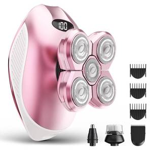lot 7855 image: Electric Razors for Women, 5-in-1 Multi-Function Womens Razor with LED Display, Rechargeable Waterproof Electric Shaver, Ideal Travel Trimmer Body Hair Remover for Legs, Face, Armpits &Bikini (Pink) - Retail $49