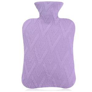 lot 7858 image: samply Hot Water Bottle with Cover, 2L Hot Water Bag for Hot and Cold Compress, Hand Feet Warmer, Neck and Shoulder Pain Relief, Light Purple - Retail $9