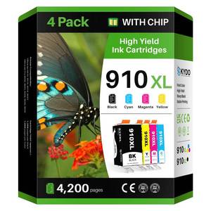lot 7862 image: 910XL Ink Cartridges for HP Printers Compatible for HP 910XL Ink Cartridges Combo Pack Work with OfficeJet Pro 8020 8025 8028 8035 8030 8010 8015 8018 8022 Series, 4 Pack(Black Cyan Magenta Yellow)