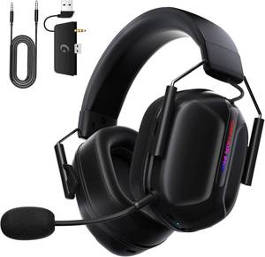lot 7877 image: RYR Wireless Gaming Headset for Xbox Series XS, Xbox One, PC, PS45, Mac, Switch, Mobile, 3D Surround Sound, Bluetooth 5.3, 60H Battery, Gaming Headphones with Detachable Noise Canceling Mic-Black - Retail $43