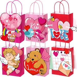 lot 7879 image: MotiMind 9 Pcs Pink Mothers Day Gift Bags Bulk Lovely Cartoon Treat Bags with Handles for Cookie Candy Wedding Anniversary Birthday Party Favors - Retail $15