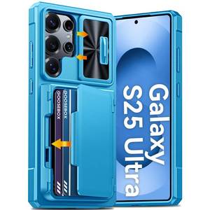lot 7907 image: GooseBox for Samsung Galaxy S25 Ultra Case Wallet with RFID Cards HolderCamera CoverEdge Raised Full Body Shockproof Silicone Protective Phone Case for Galaxy S25 Ultra 6.9 2025 (Lake Blue) - Retail $18