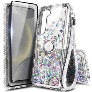 lot 7909 image: NGB Designed for Samsung Galaxy S25 (Plus) & S24 (Plus) Case, Crystal Gem  Glitter Liquid Sparkle Cute Cover for Women Girls Kids  with Screen Protector & Ring Holder & Wrist Strap Lanyard - Retail $16