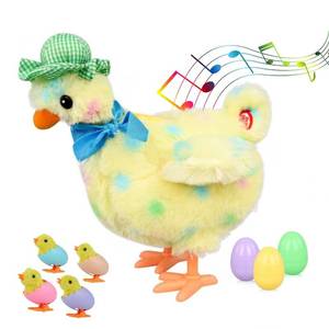lot 7929 image: hbbhml Plush Electric Stuffed Laying Egg Chicken Toy Doll with Sound Music Easter for Boys Girls - Retail $34