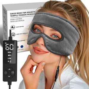 lot 7941 image: Sinus Pressure Relief Heated Eye Mask with Openings, Face Heating Pad for Eyes, Sinusitis, Hormone Migraine, Tension Headache Relief - Retail $33