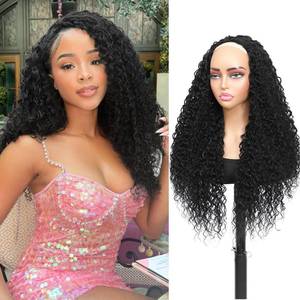 lot 7944 image: Urbeauty 22 Inch Long Burmese Curly Half Wigs for Black Women 3 in 1 Protein Glueless Wear and Go Seamless Flip Over Wig Soft Natural Human Hair Feel 200% Density Daily Use Beginner Friendly Light - Retail $30