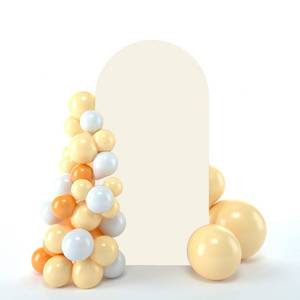 lot 7967 image: bricia Wedding Arch Backdrop Stand Cover, 7.2FT Double Sided Stretchy Arch Cover Fitted Wedding Birthday Party Banquet Decoration (Beige 86.4Lx48W) - Retail $24
