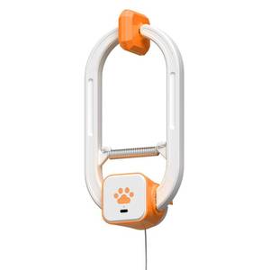 lot 7968 image: HAPPYCODE Rechargeable Electric Cat Teaser Interactive Door Clip Teaser for Cats, 2 Motion Modes (360° Spin &amp Irregular Jumping), Smart Auto Cat Toy for Exercise &amp Fun (Orange) - Retail $26
