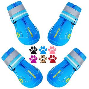 lot 7975 image: QUMY Dog Shoes for Large Dogs, Medium Dog Boots & Paw Protectors for Winter Snowy Day, Summer Hot Pavement, Water-Resistant in Rainy Weather, Outdoor Walking, Indoor Hardfloors Skid-Resistant Sole - Retail $29