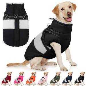 lot 7981 image: AOFITEE Dog Coat Warm Dog Winter Coat, Waterproof Dogs Jacket with Harness, Dogs Snow Jacket Snowsuit with Zipper & Furry Collar, Reflective Windproof Pet Sweater for Cold Weather, French Bulldog, L - Retail $40