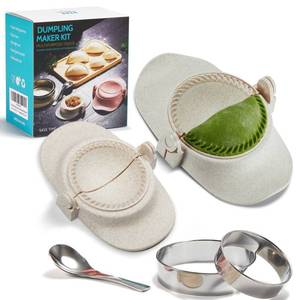 lot 7983 image: MUMSUNG Empanadas press mold maker Set, Dumpling Mold Set for Pierogi, Pastelitos, Calzone, Turnovers, Chinese Dumpling, White 2 Sizes (43) - Retail $20