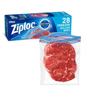 lot 7995 image: Ziploc Gallon Food Storage Freezer Bags, Grip n Seal Technology for Easier Grip, Open, and Close, 28 Count