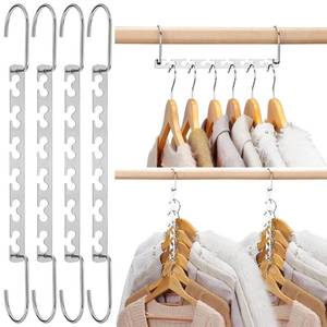 lot 7997 image: HOUSE DAY Space Saving Hangers for Clothes 4 Pack, Heavy Duty Hanger Organizer  30 Lbs Capacity , Metal Magic Hanger, Sturdy Multi Hangers, Closet Space Saver Closet Organizers and Storage - Retail $10