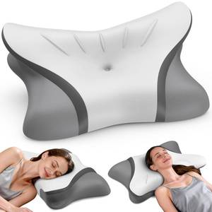 lot 8022 image: Cervical Neck Pillow for Pain Relief, Bed Pillows for Head Neck Shoulder Support, Ergonomic Cooling Pillow, Orthopedic Contour Pillow for Side Back Stomach Sleepers,Neck Support Memory Foam Pillows - Retail $20