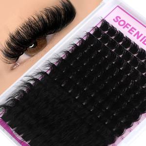 lot 8028 image: Lash Clusters 300D Volume Lash Clusters 12-25mm Long Volume Cluster Eyelash Extensions D Curvature Waterproof Eyelash Clusters Individual Cluster Lashes Soft Wispy DIY Lash Extension by Sofenida - Retail $8