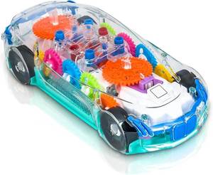 lot 8039 image: ZHFUYS Light Up Transparent Car Toy for Kids, Sensory Toys for Kid, Toy Car with Colorful Moving Gears, Fun Educational Toy for Kids, Birthday Gifts Idea for Boys Girls - Retail $10